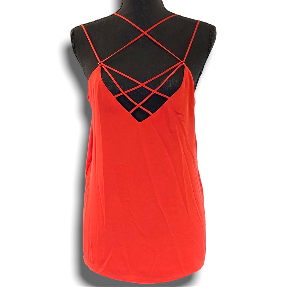EXPRESS strappy sleevless top coral red orange Medium shirt cami bold flowy
